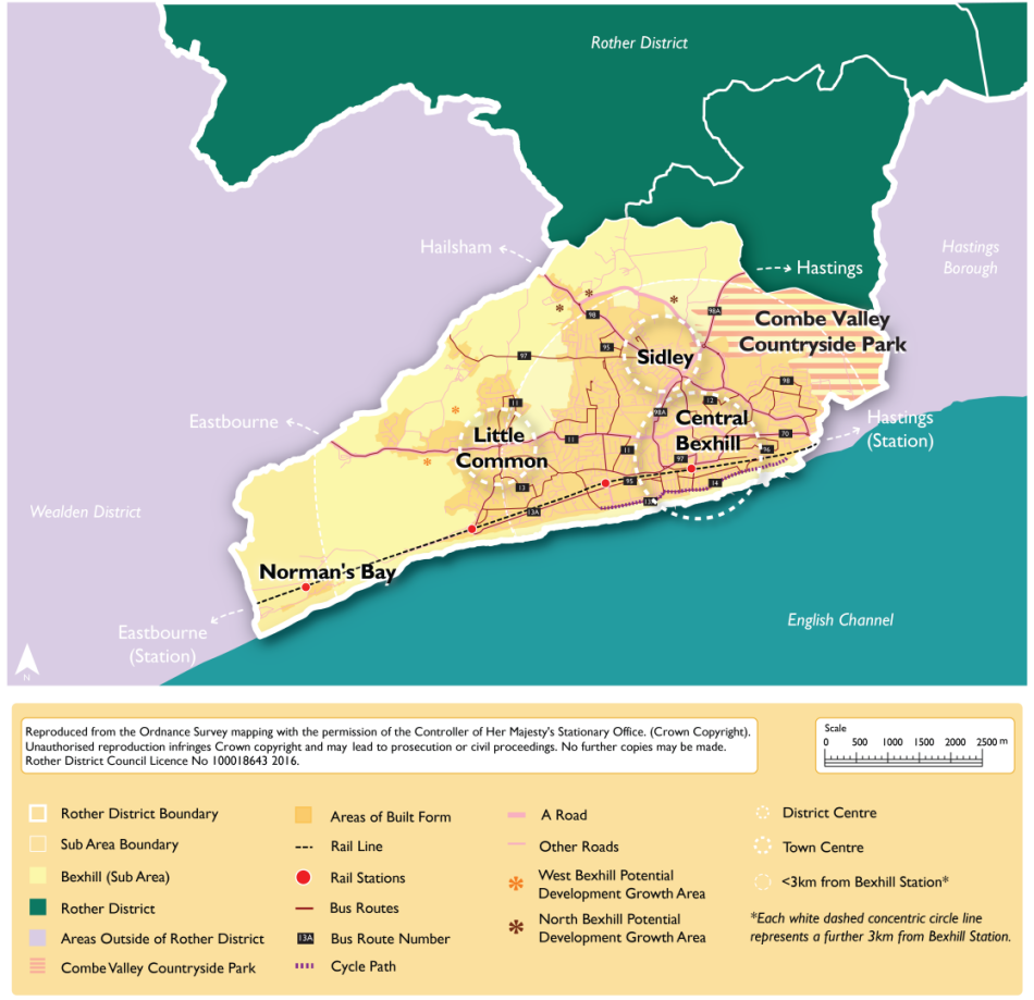 Map showing Bexhill sub area