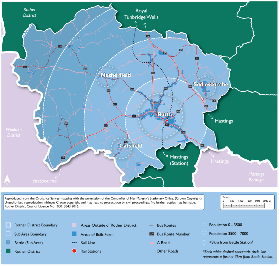 Map showing Battle and Surrounding Settlements Development Strategy