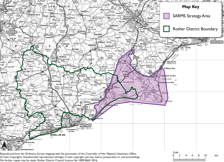 Map showing The Sustainable Access and Recreation Management Strategy Area