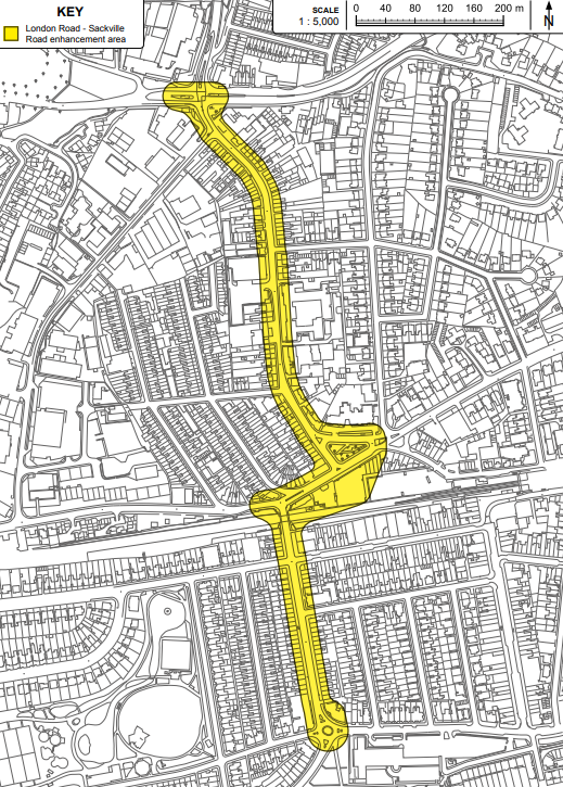Policy BX3 Location Plan: London Road- Sackville Road Enhancement Area