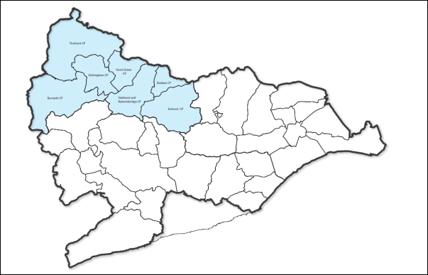 Map of Rother District highlighting the Northern Rother sub area